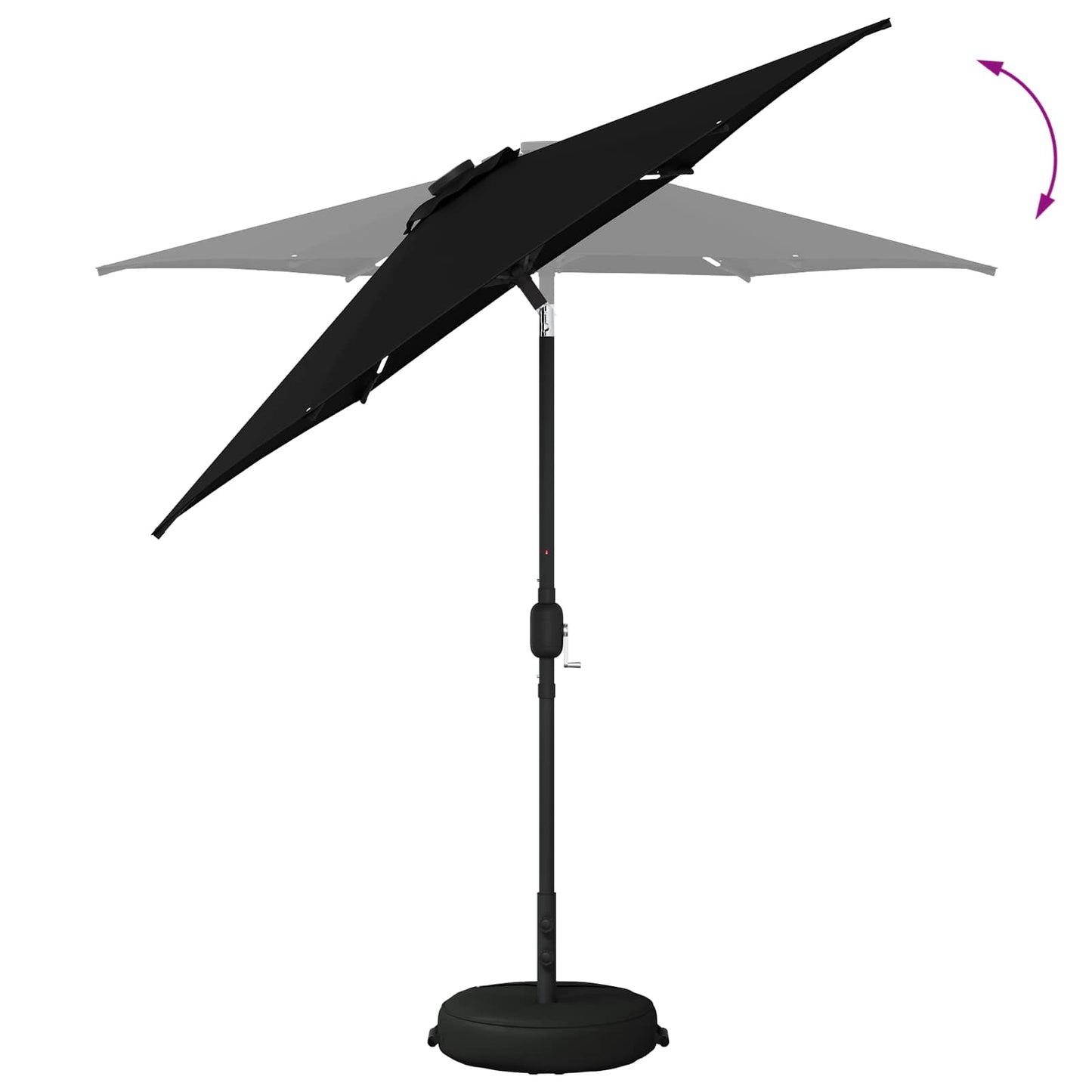 Haveparasol med LED lys og fod 230 x 230 cm Polyester Sort