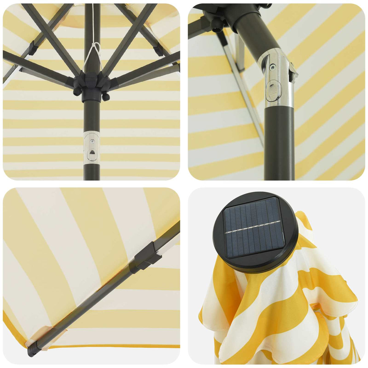 Haveparasol med LED lys og fod 230 x 230 cm Polyester