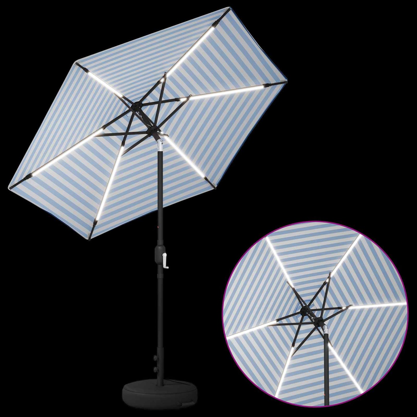 Haveparasol med LED lys og fod 230 x 230 cm Polyester