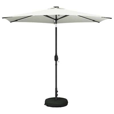 Haveparasol med LED lys og fod 270 x 270 cm Polyester