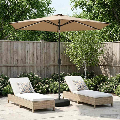 Haveparasol med LED lys og fod 270 x 270 cm Polyester Gråbrun