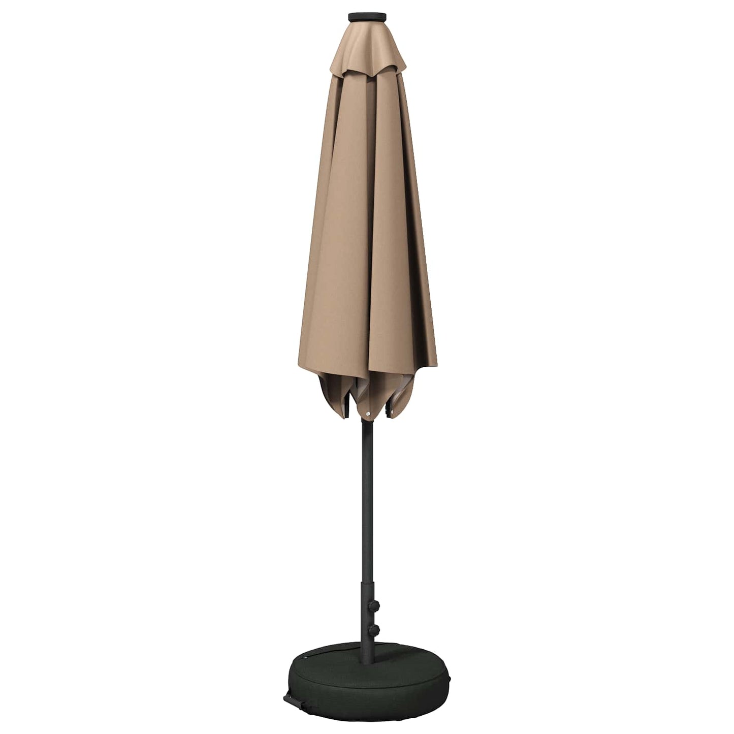 Haveparasol med LED lys og fod 270 x 270 cm Polyester Gråbrun