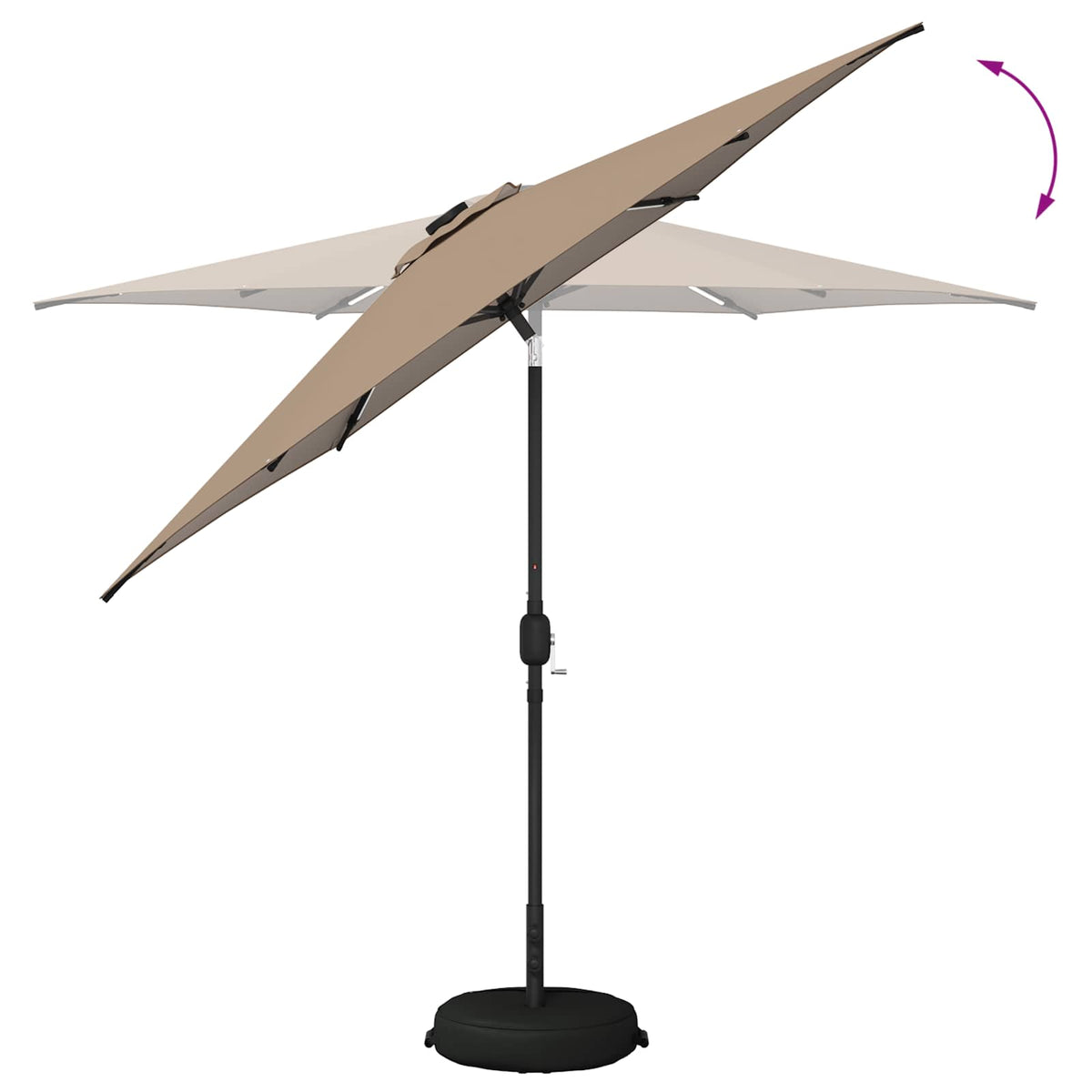 Haveparasol med LED lys og fod 270 x 270 cm Polyester Gråbrun
