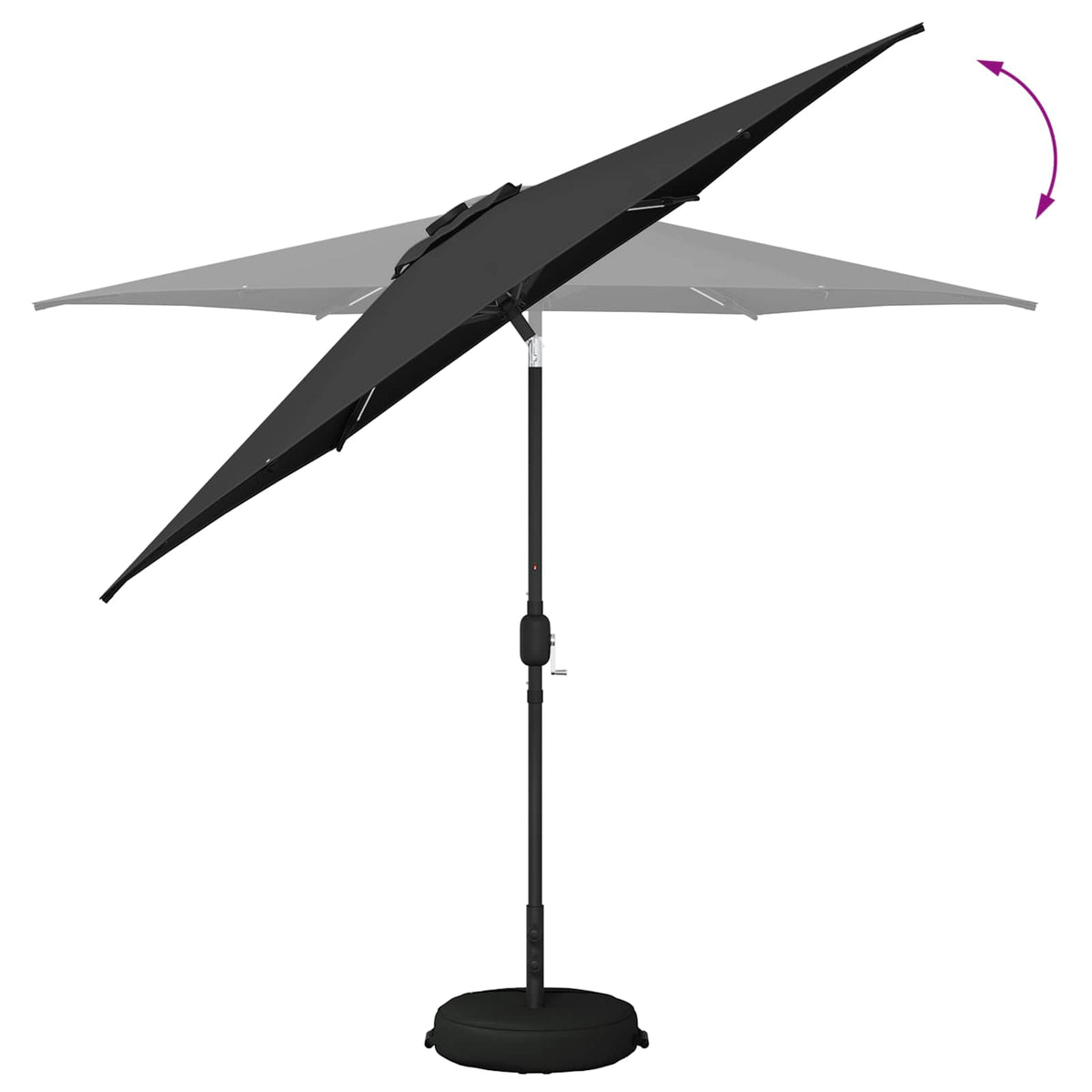 Haveparasol med LED lys og fod 270 x 270 cm Polyester Antracit