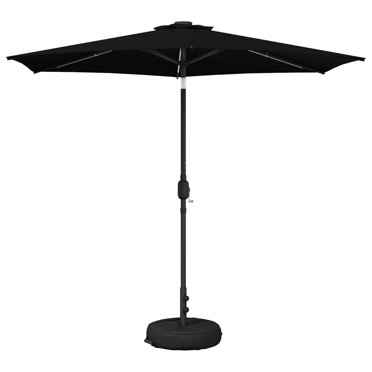 Haveparasol med LED lys og fod 270 x 270 cm Polyester Sort