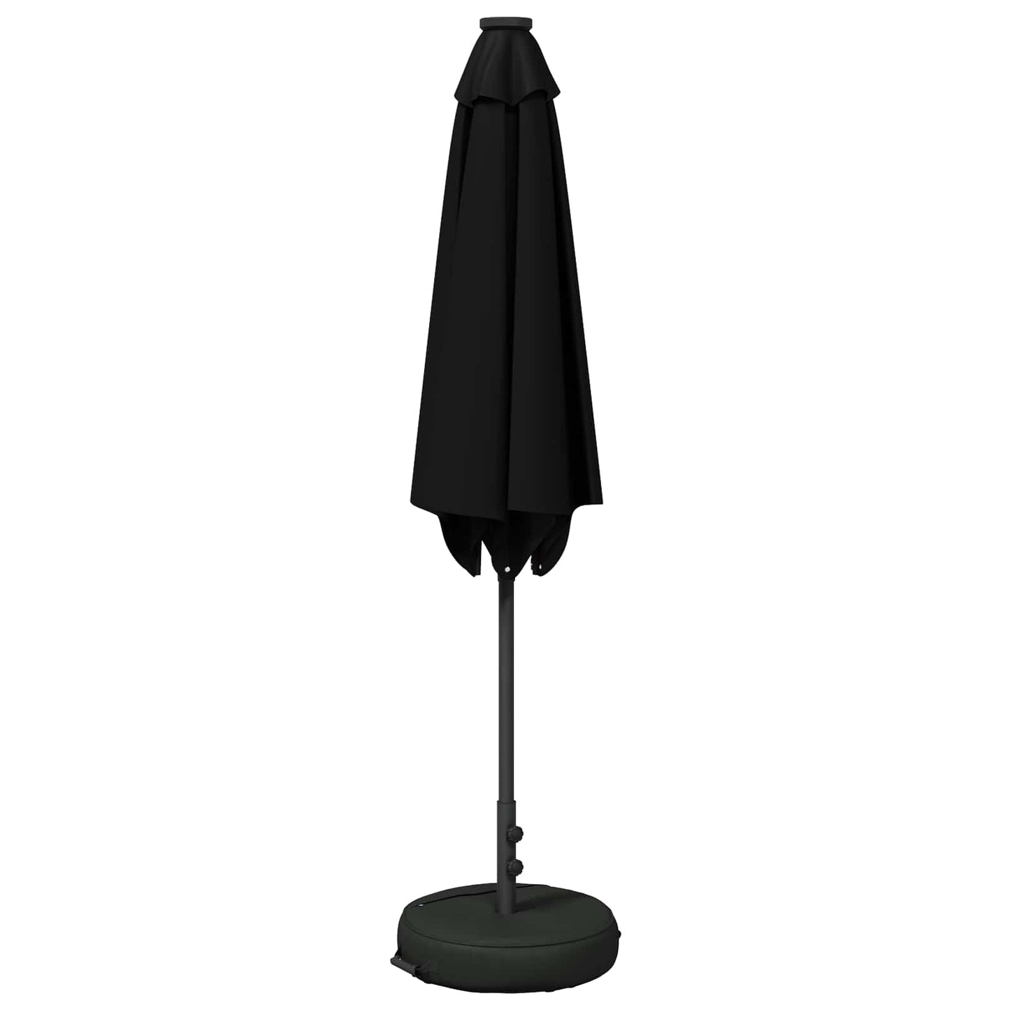 Haveparasol med LED lys og fod 270 x 270 cm Polyester Sort
