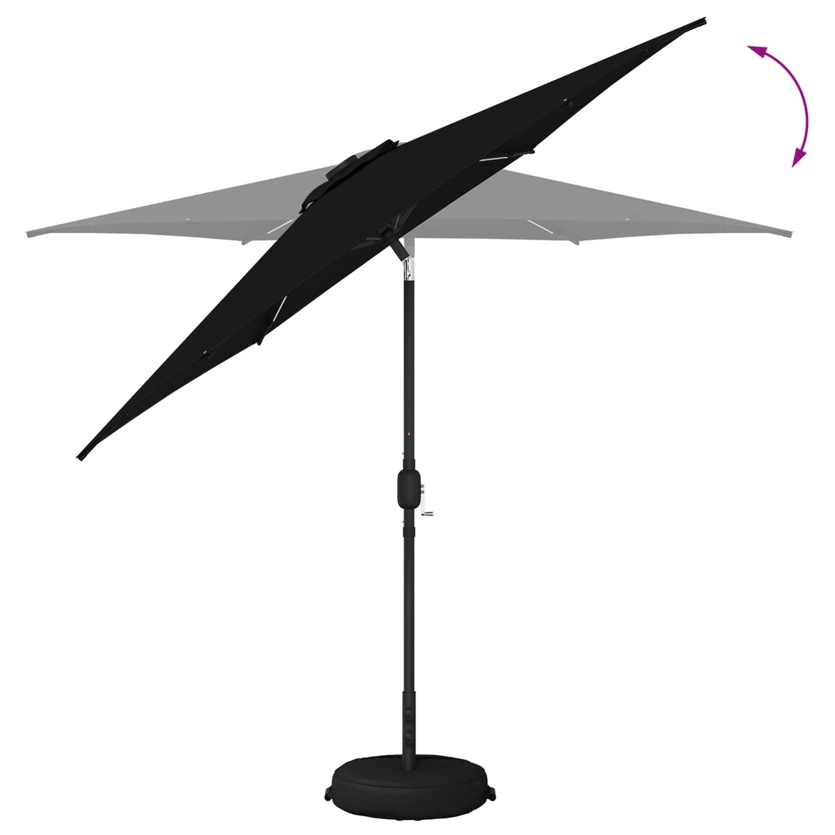 Haveparasol med LED lys og fod 270 x 270 cm Polyester Sort