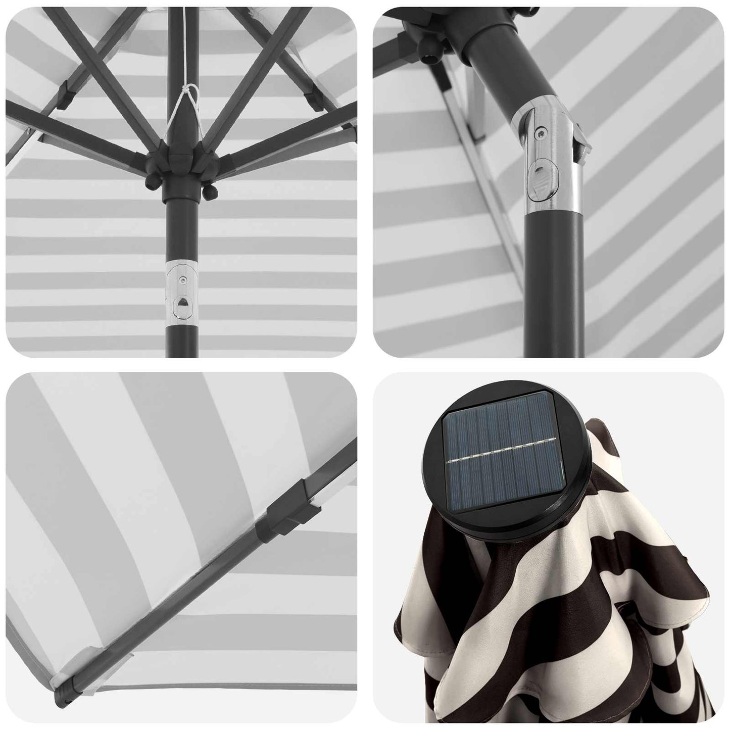 Haveparasol med LED lys og fod 270 x 270 cm Polyester