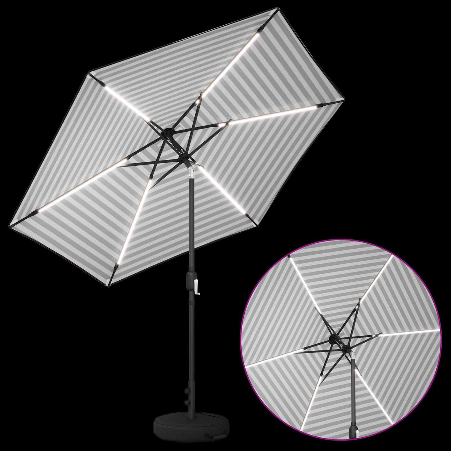 Haveparasol med LED lys og fod 270 x 270 cm Polyester