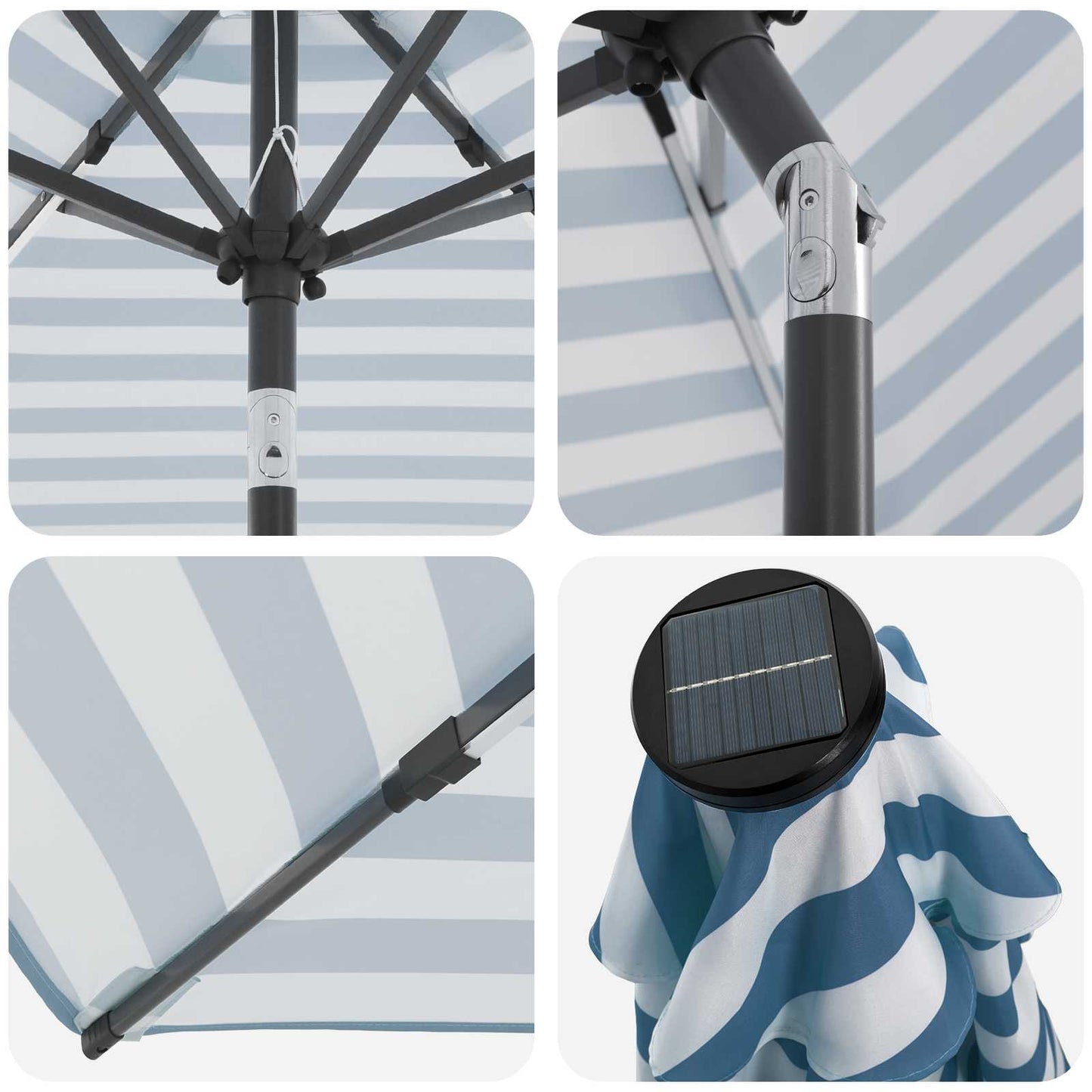 Haveparasol med LED lys og fod 270 x 270 cm Polyester