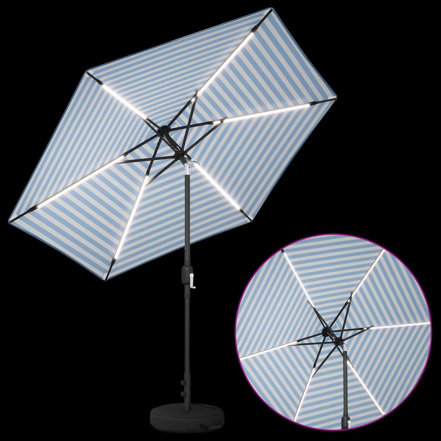 Haveparasol med LED lys og fod 270 x 270 cm Polyester