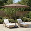 Haveparasol med LED lys og fod 300 x 300 cm Polyester Gråbrun