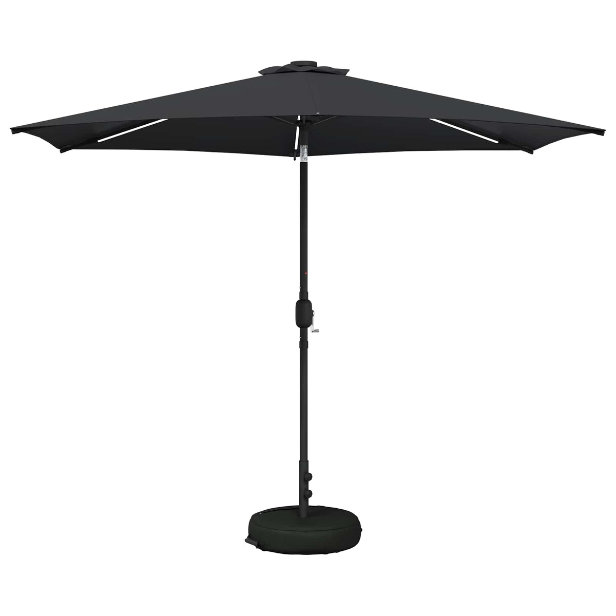 Haveparasol med LED lys og fod 300 x 300 cm Polyester Antracit