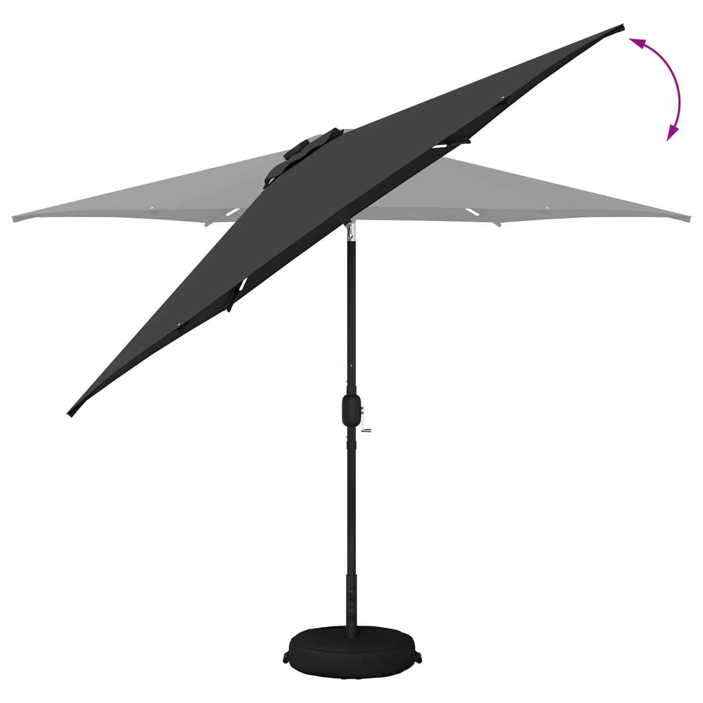 Haveparasol med LED lys og fod 300 x 300 cm Polyester Antracit