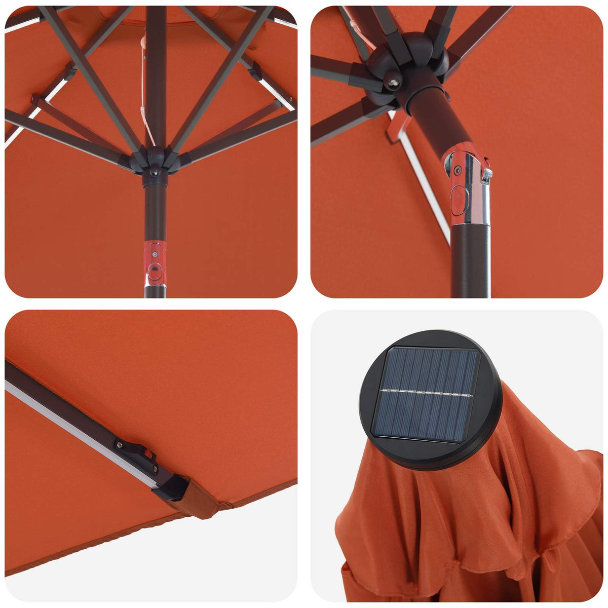 Haveparasol med LED lys og fod 300 x 300 cm Polyester
