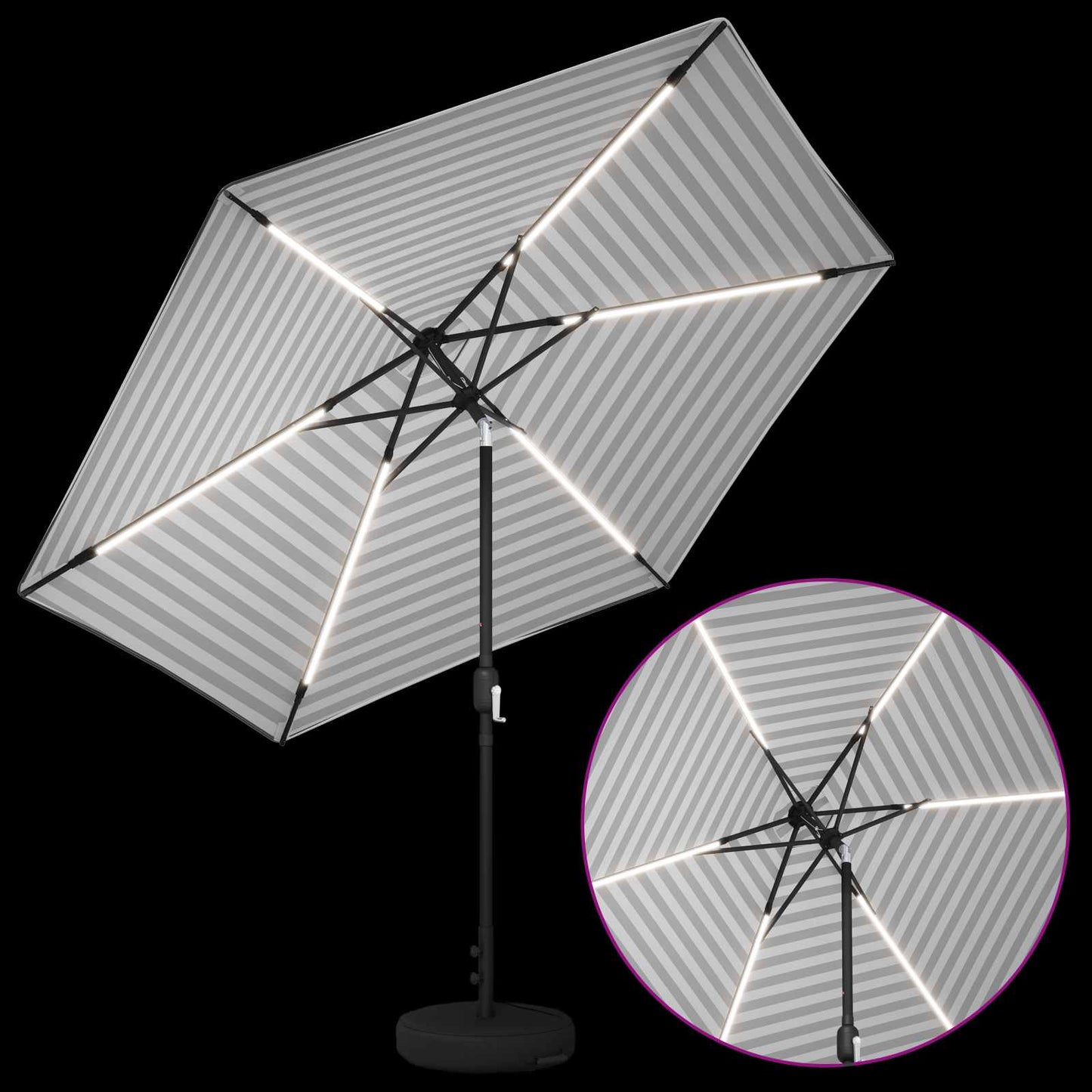 Haveparasol med LED lys og fod 300 x 300 cm Polyester