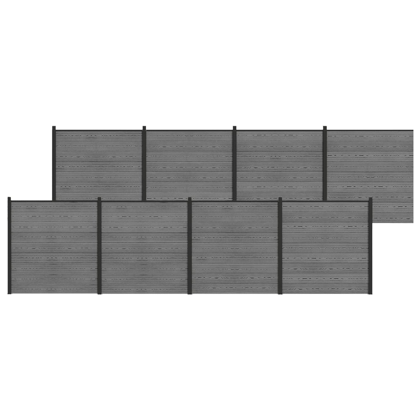Hegnssæt 1391 x 186 cm WPC og Aluminium Grå