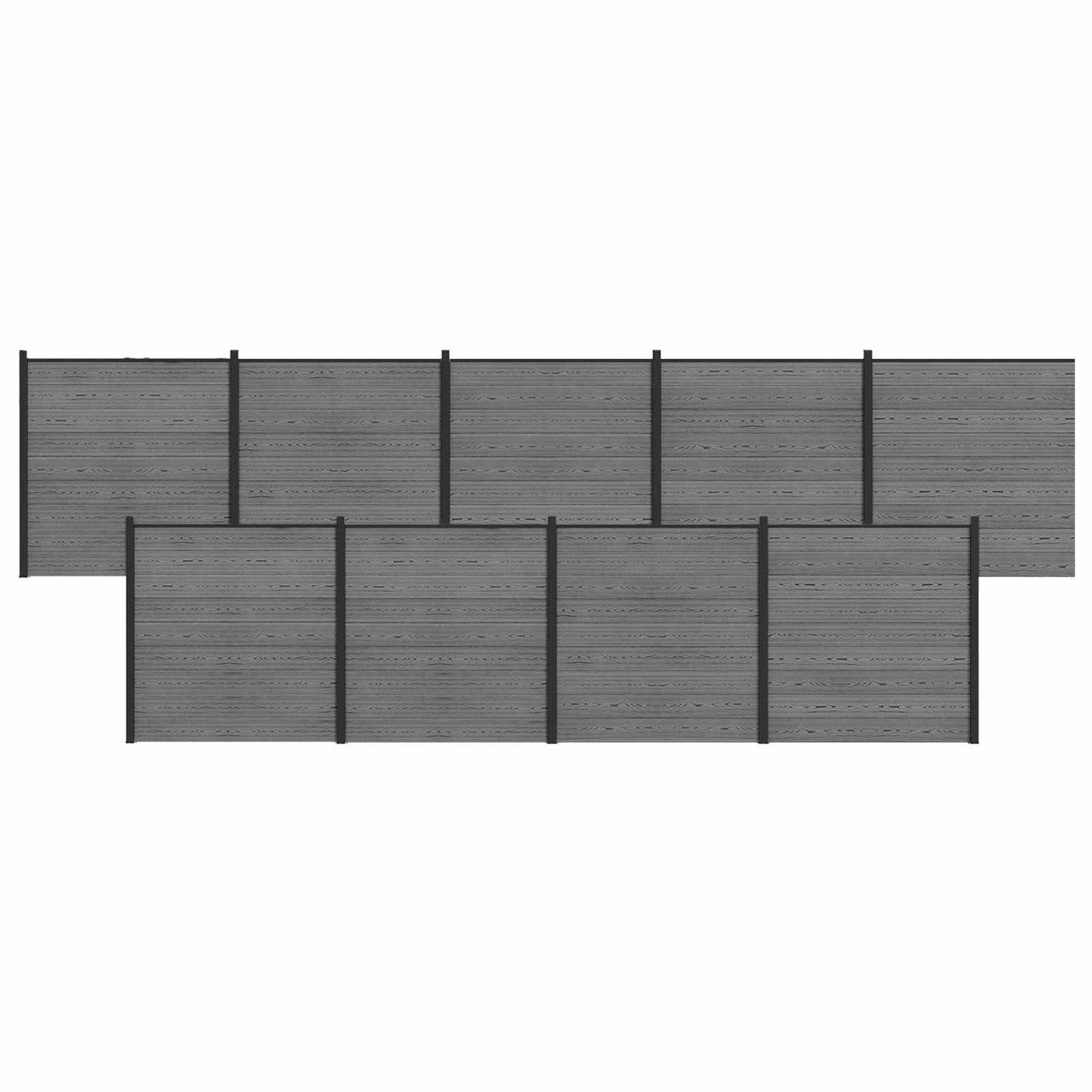 Hegnssæt 1564 x 186 cm WPC og Aluminium Grå
