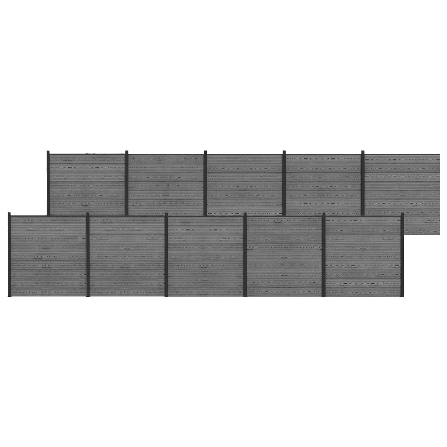 Hegnssæt 1737 x 186 cm WPC og Aluminium Grå