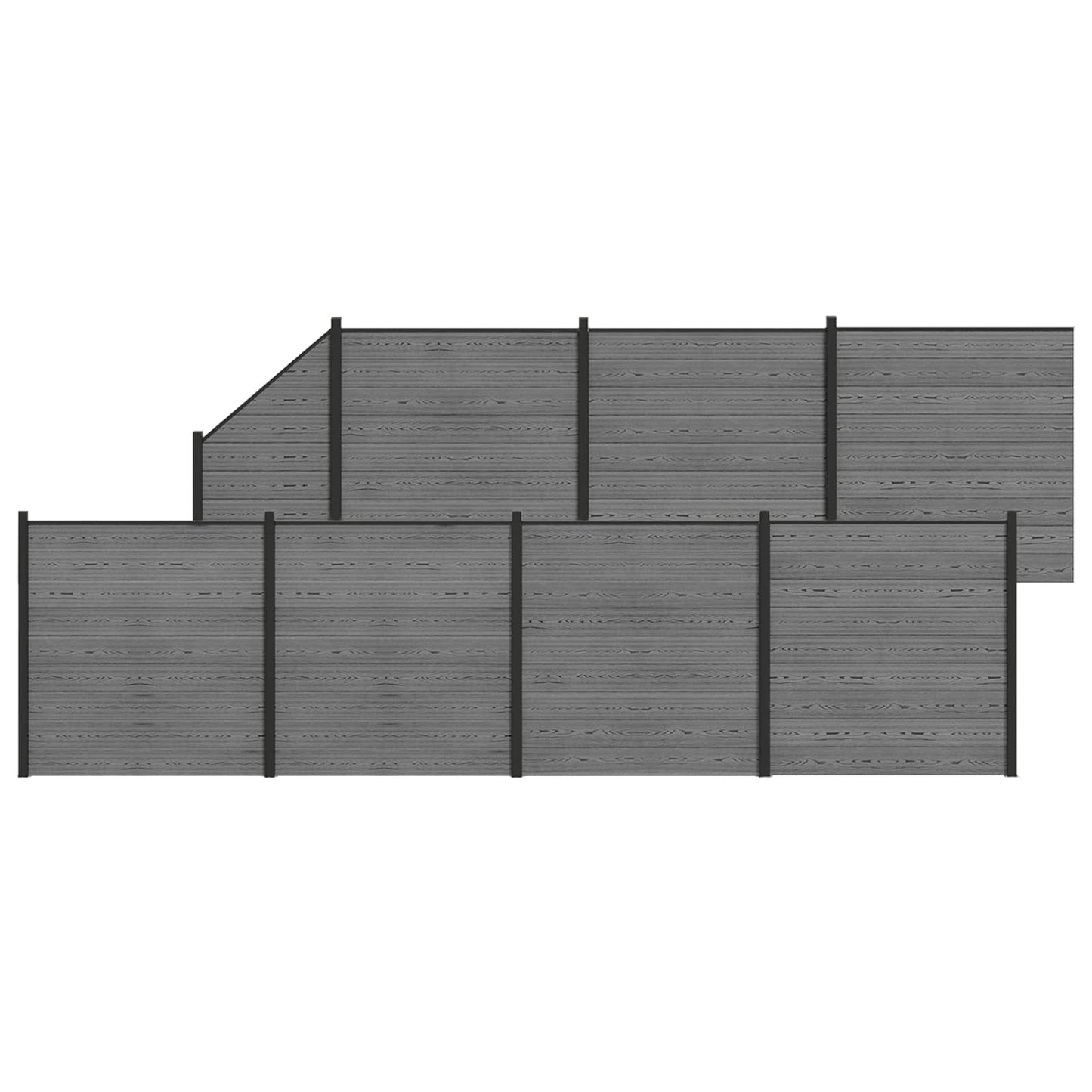 Hegnssæt 1311 x 186 cm WPC og Aluminium Grå
