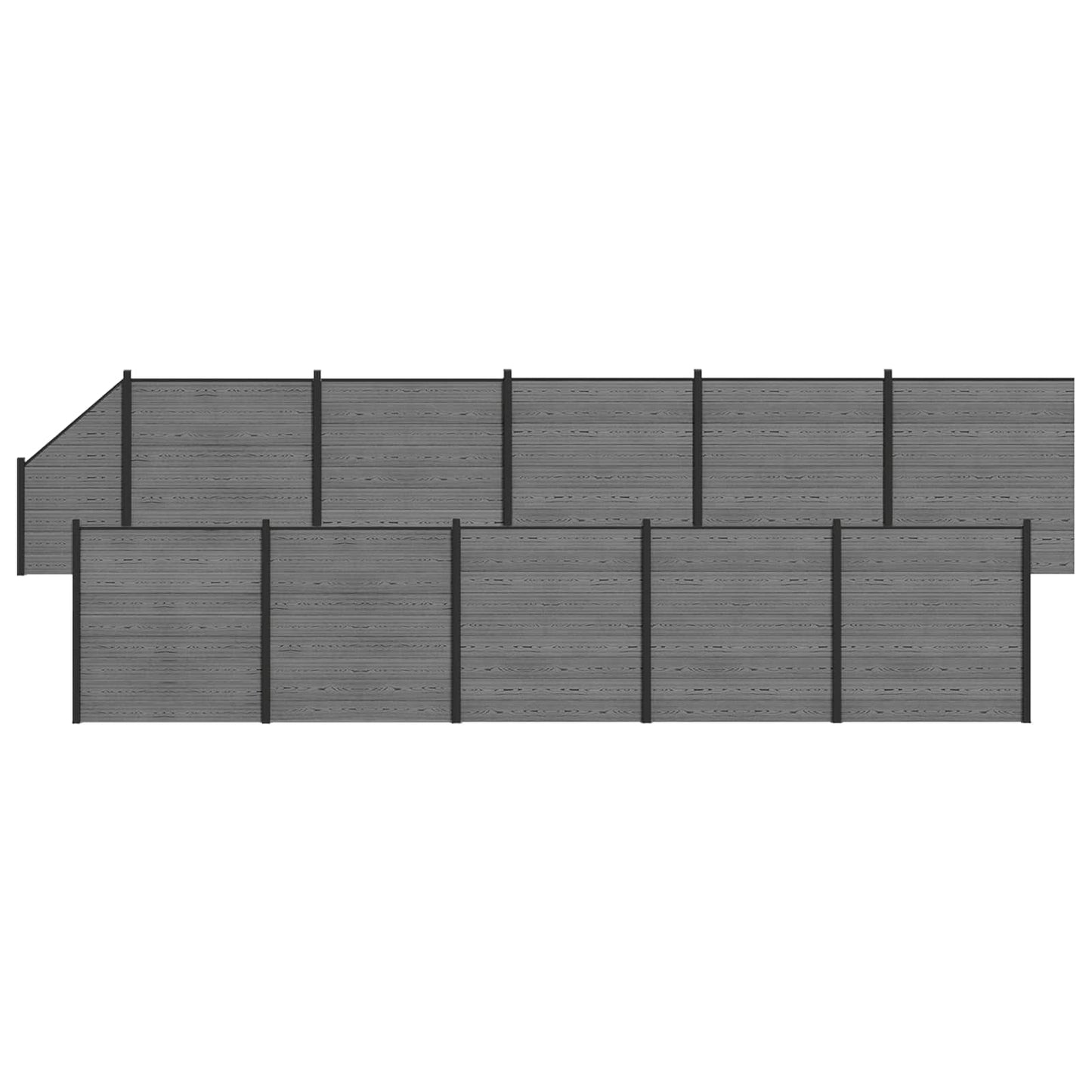 Hegnssæt 1830 x 186 cm WPC og Aluminium Grå