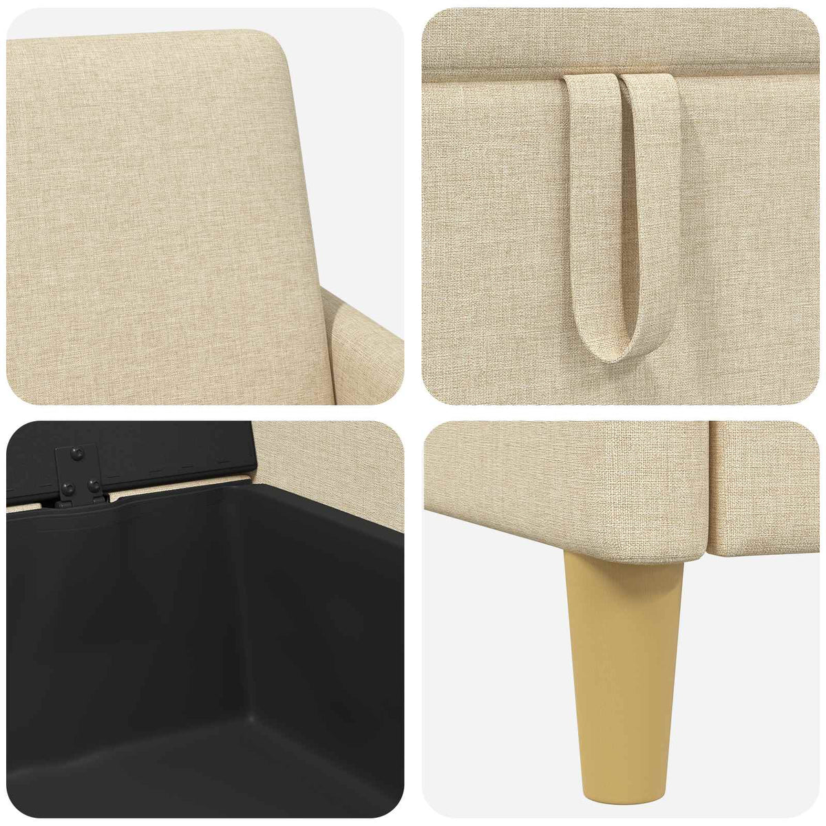 Sofa med opbevaring Cremefarvet 122 x 78 x 87 cm Polyester