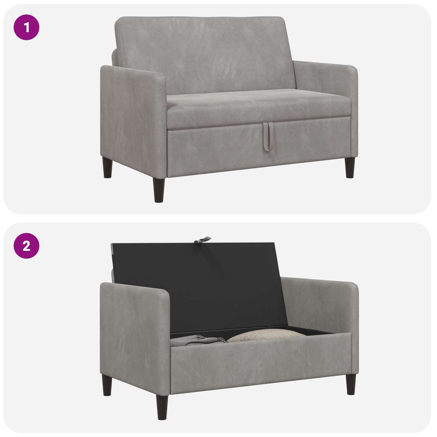 Sofa med opbevaring Lysegrå 122 x 78 x 87 cm Polyester