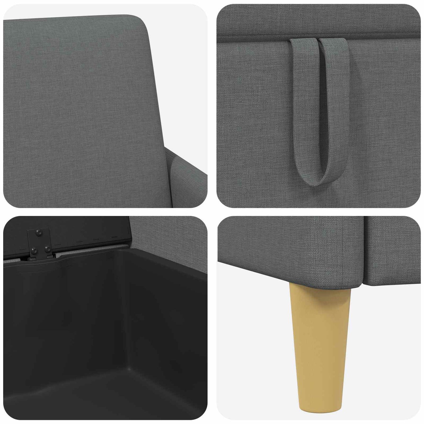 Sofa med opbevaring Mørkegrå 152 x 78 x 87 cm Polyester
