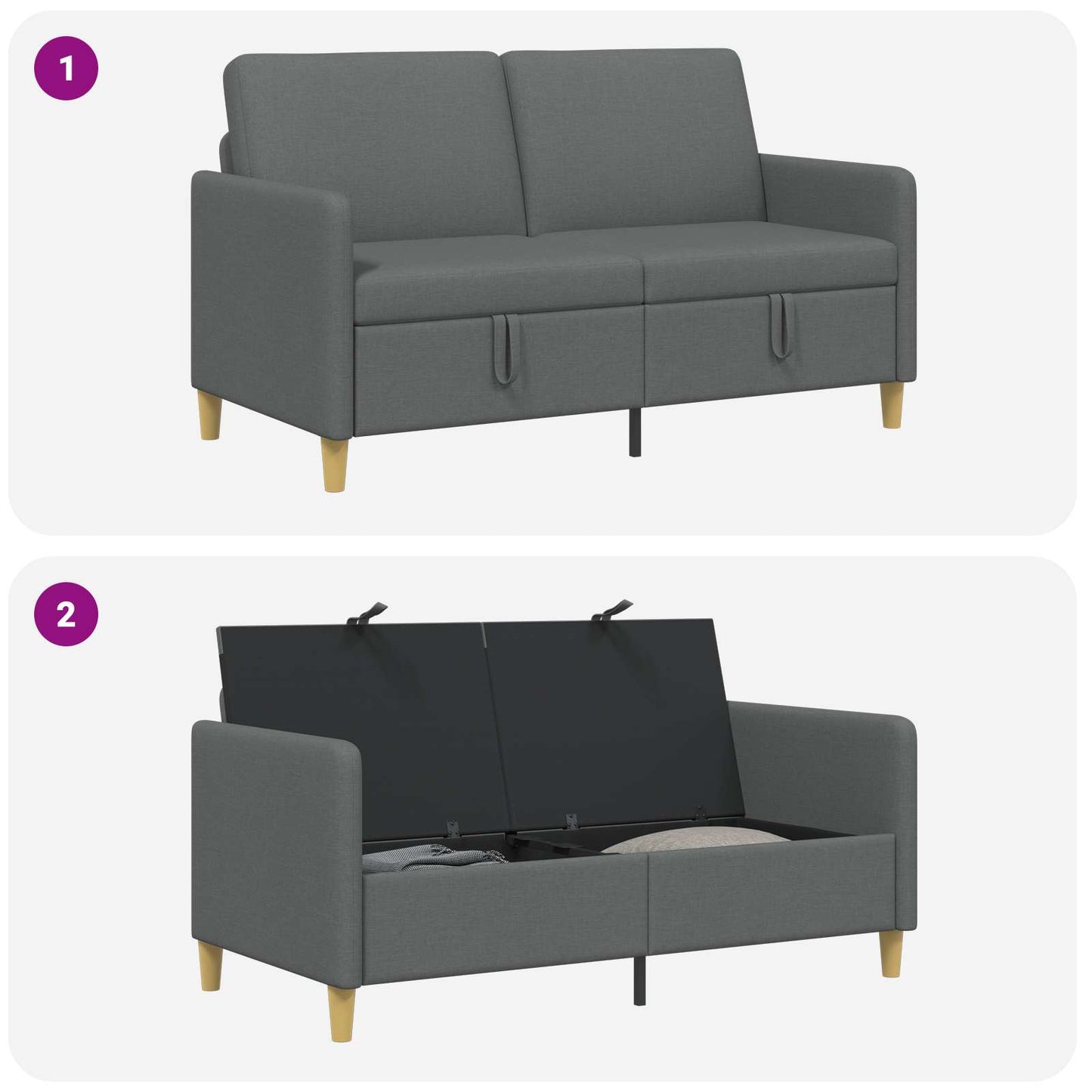 Sofa med opbevaring Mørkegrå 152 x 78 x 87 cm Polyester
