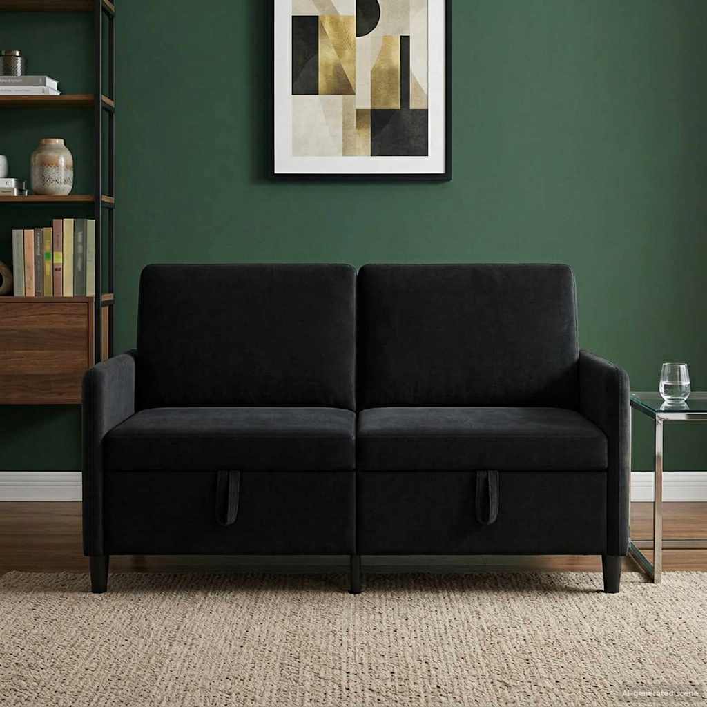 Sofa med opbevaring Sort 152 x 78 x 87 cm Polyester