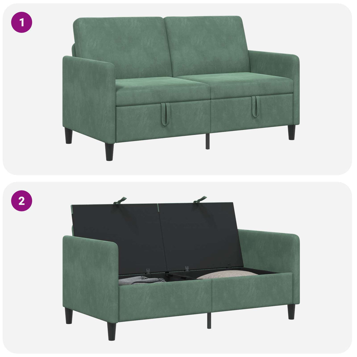 Sofa med opbevaring Havgrøn 152 x 78 x 87 cm Polyester
