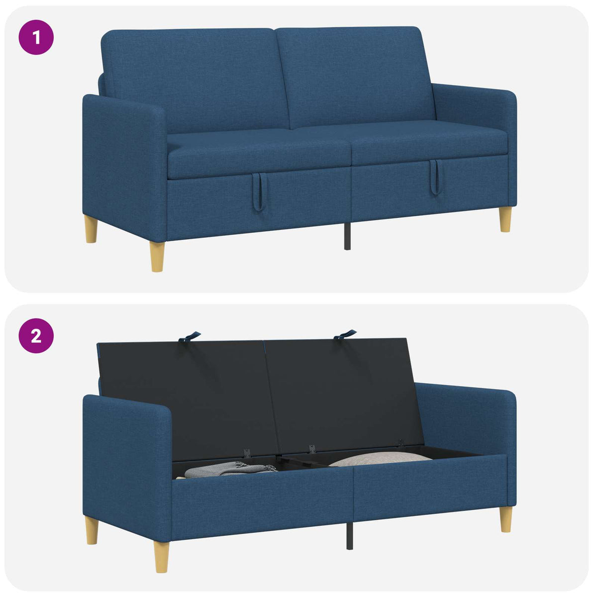 Sofa med opbevaring Blå 172 x 78 x 87 cm Polyester
