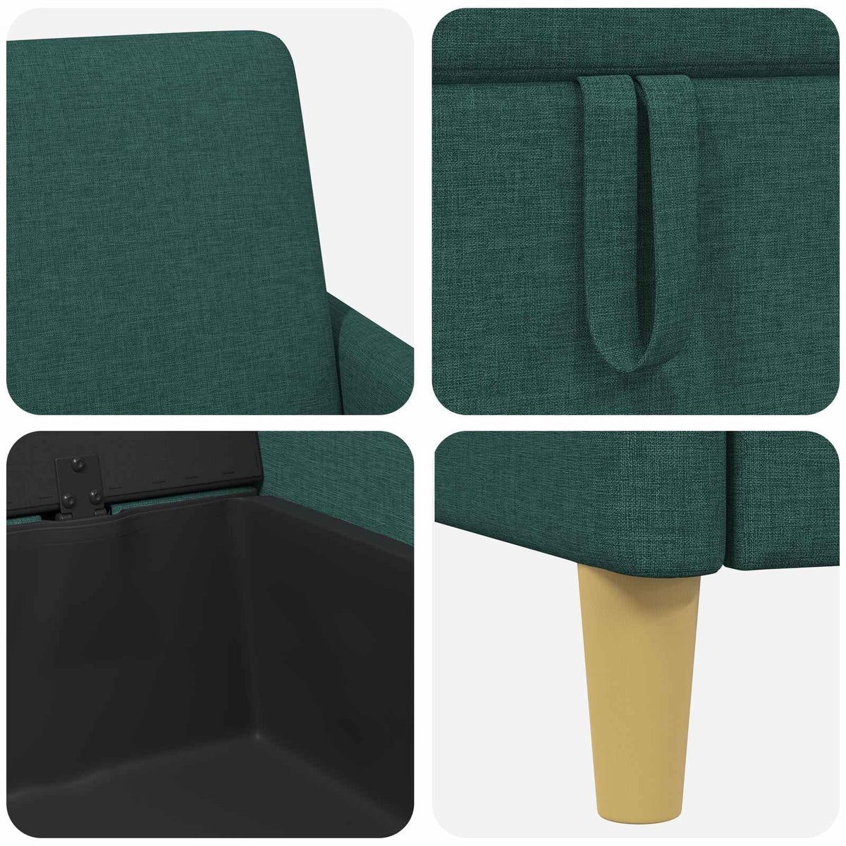 Sofa med opbevaring Mørkegrøn 192 x 78 x 87 cm Polyester