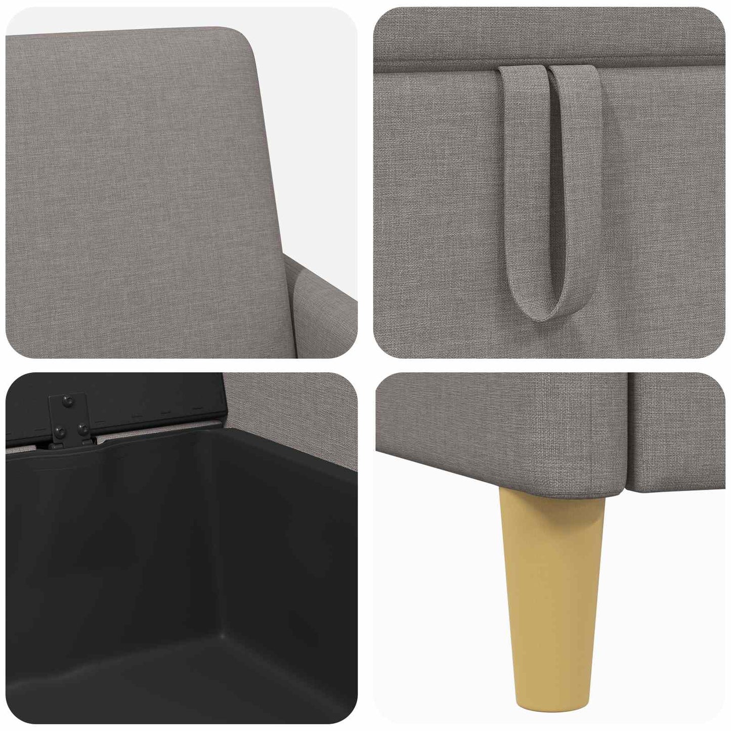 Sofa med opbevaring Gråbrun 192 x 78 x 87 cm Polyester
