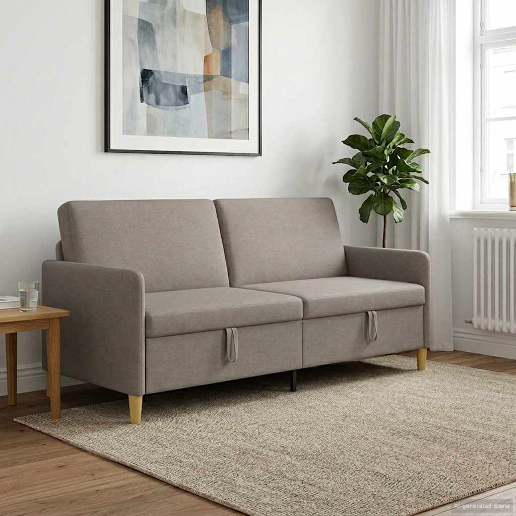 Sofa med opbevaring Gråbrun 192 x 78 x 87 cm Polyester