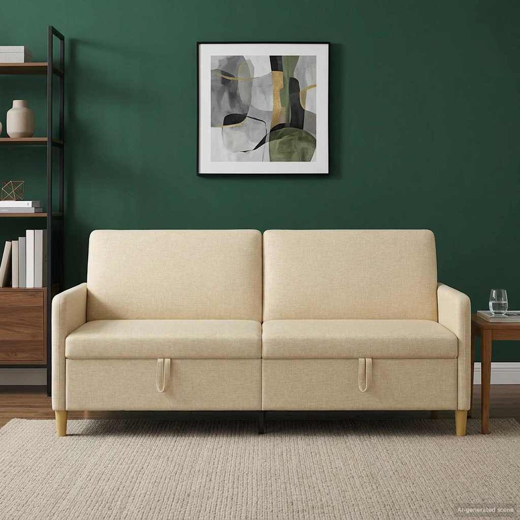 Sofa med opbevaring Cremefarvet 192 x 78 x 87 cm Polyester