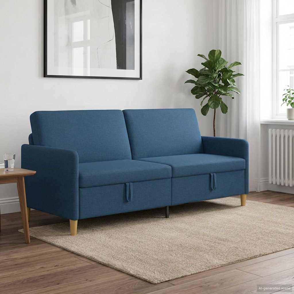 Sofa med opbevaring Blå 192 x 78 x 87 cm Polyester