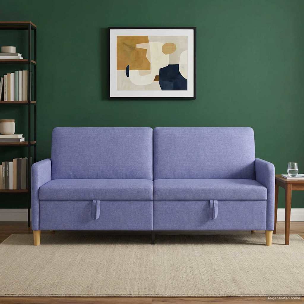 Sofa med opbevaring Jeans blå 192 x 78 x 87 cm Polyester