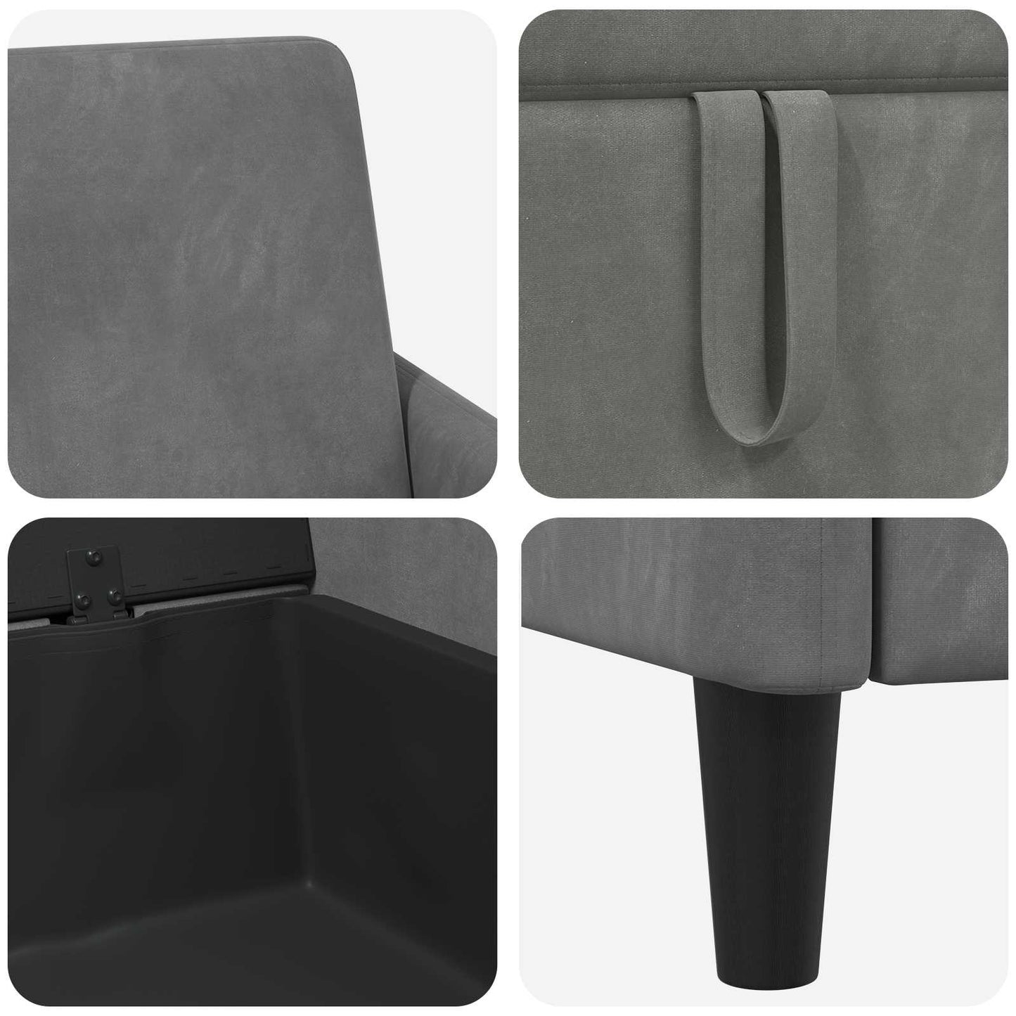 Sofa med opbevaring Mørkegrå 192 x 78 x 87 cm Polyester