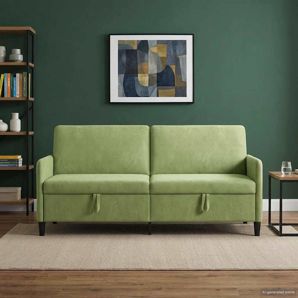 Sofa med opbevaring Lys grøn 192 x 78 x 87 cm Polyester