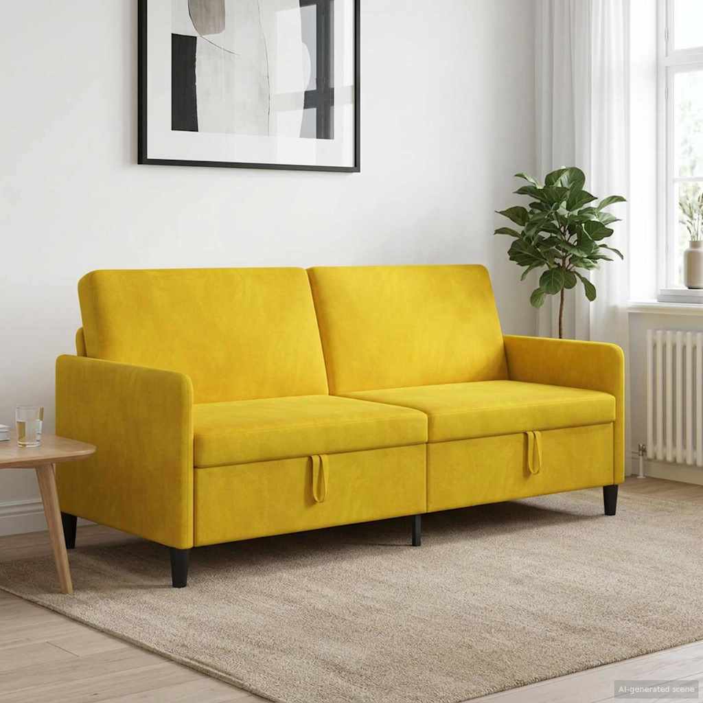 Sofa med opbevaring Gul 192 x 78 x 87 cm Polyester