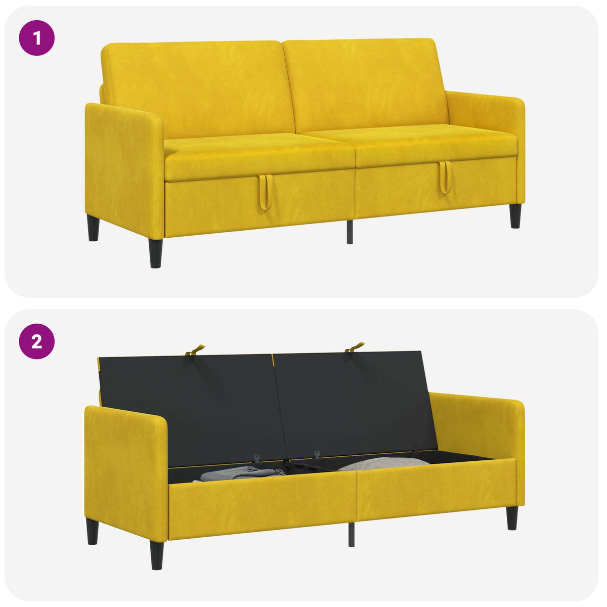 Sofa med opbevaring Gul 192 x 78 x 87 cm Polyester