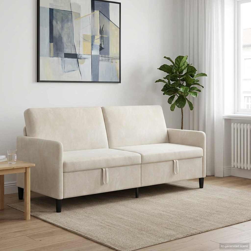Sofa med opbevaring Cremefarvet 192 x 78 x 87 cm Polyester