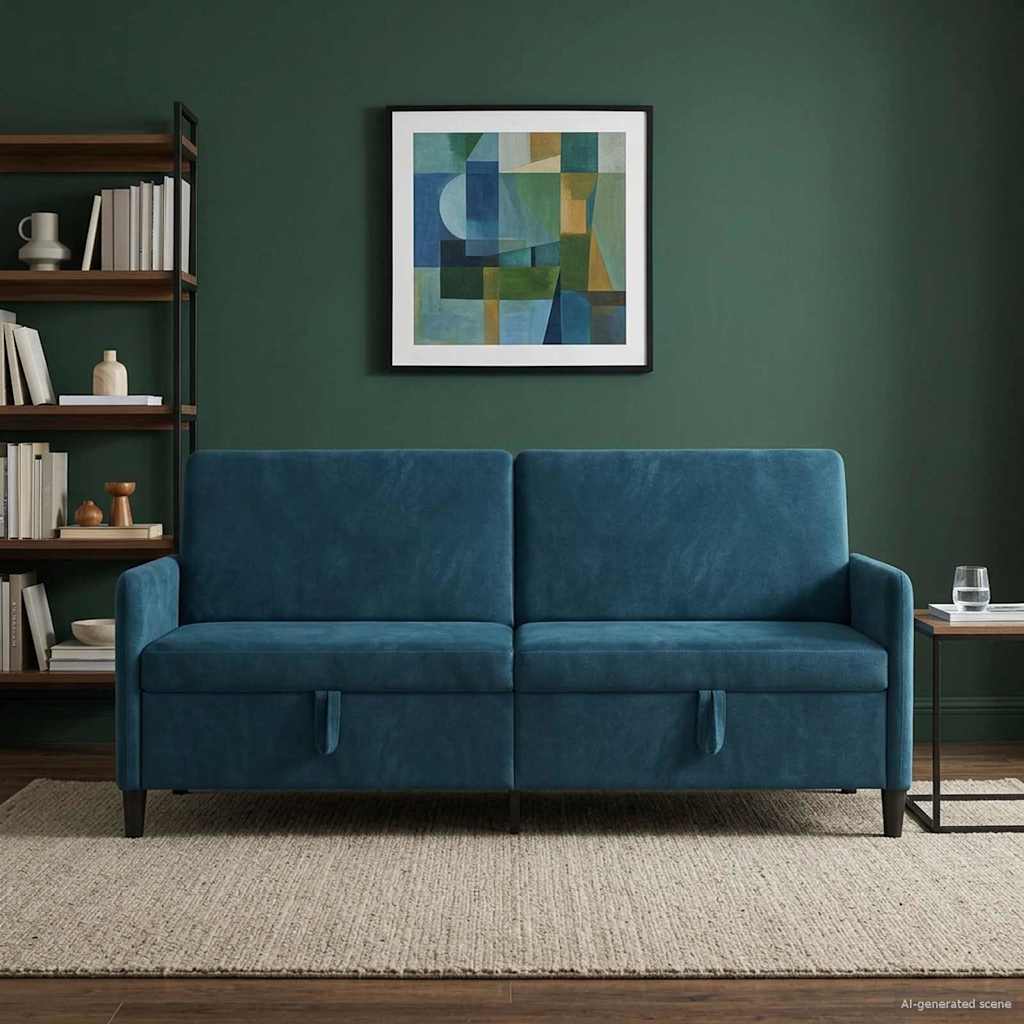 Sofa med opbevaring Blå 192 x 78 x 87 cm Polyester