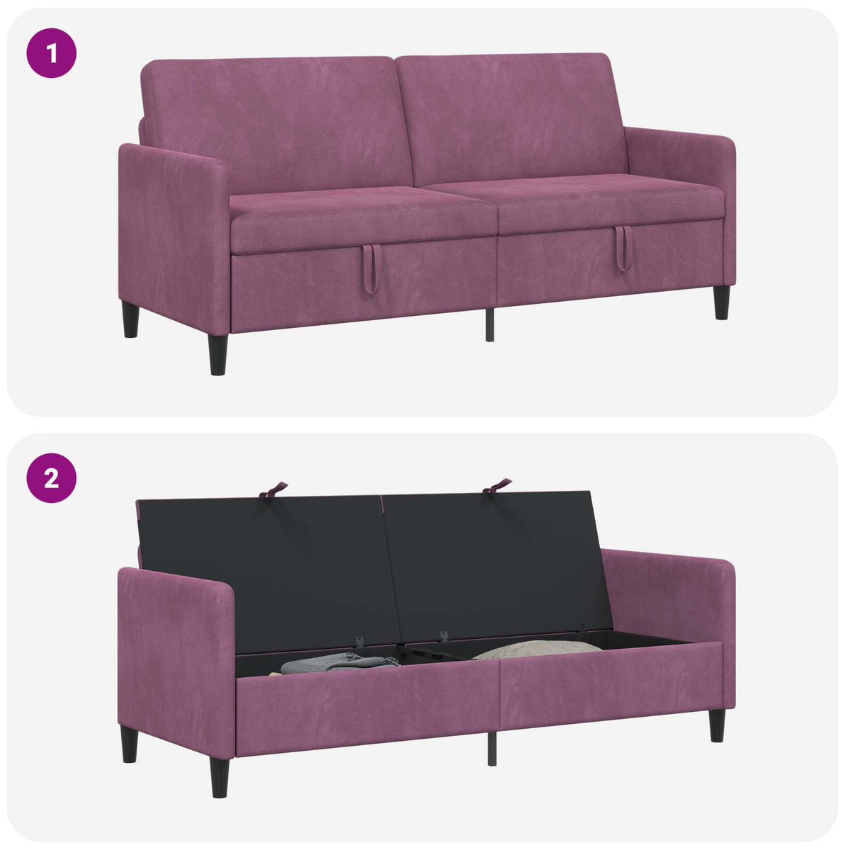 Sofa med opbevaring Lilla 192 x 78 x 87 cm Polyester