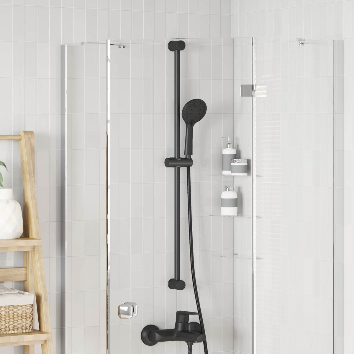 Brusehovedholder Sort 100 cm Rustfrit stål