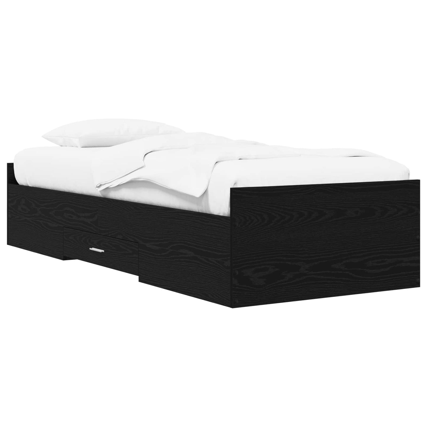 Sengestel med opbevaring Sort eg 80 x 200 cm Konstrueret træ