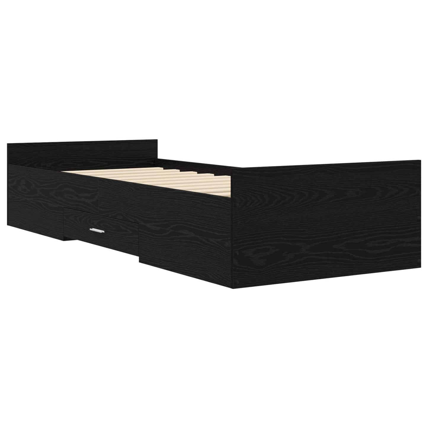 Sengestel med opbevaring Sort eg 80 x 200 cm Konstrueret træ