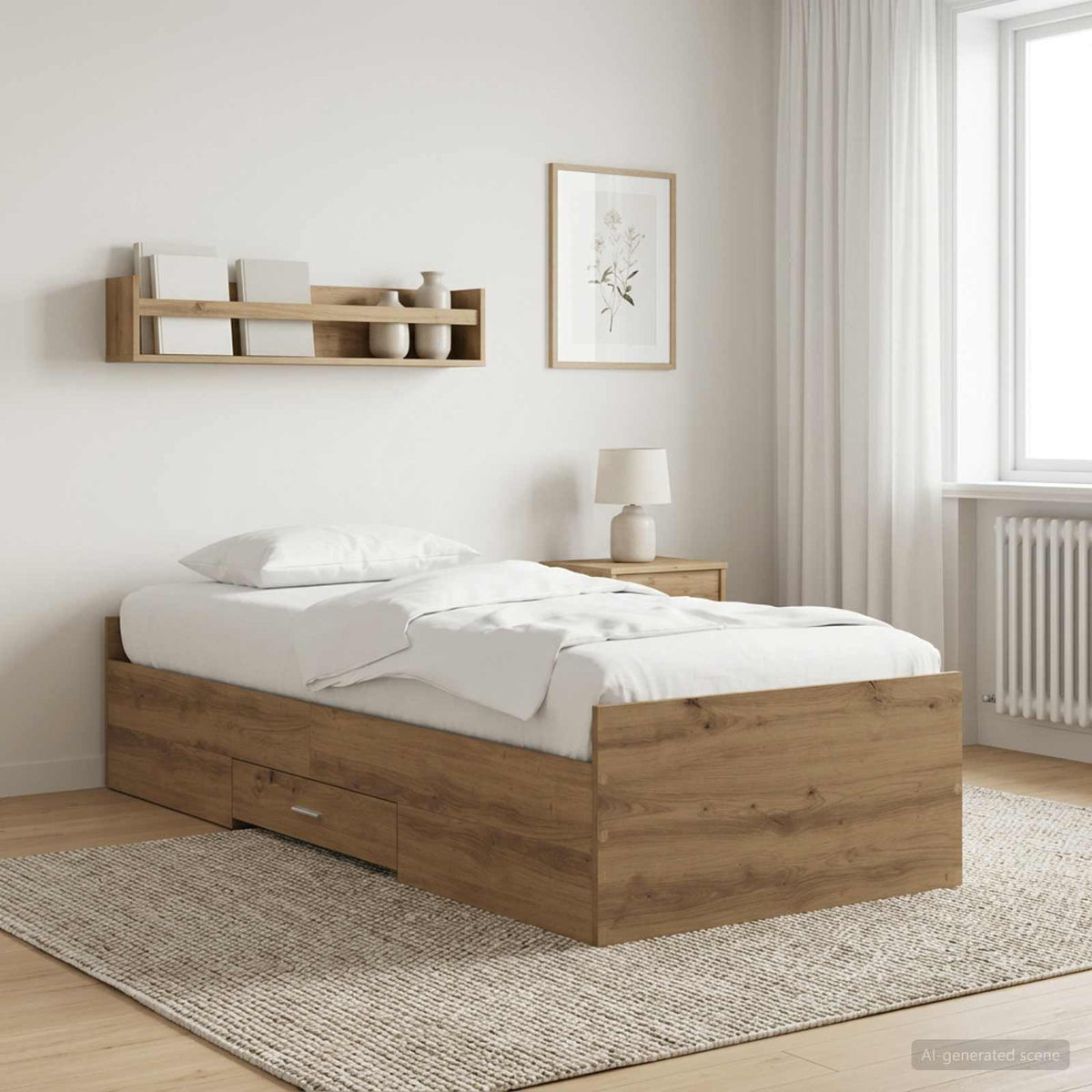 Sengestel med opbevaring Artisan-eg 80 x 200 cm Konstrueret træ