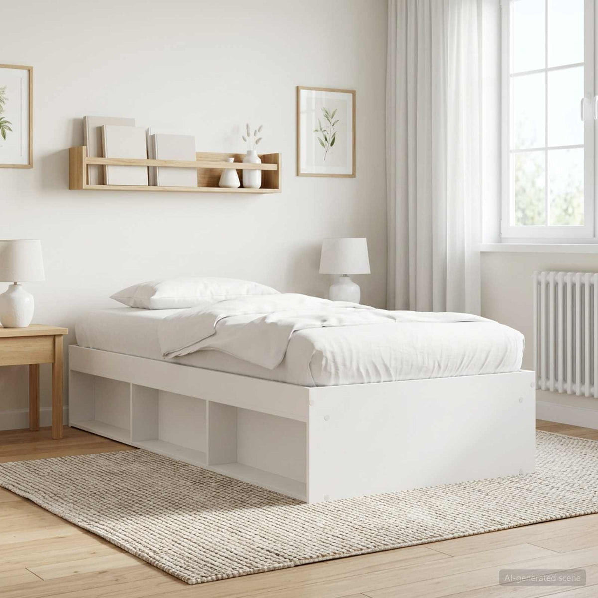 Sengestel med opbevaring Hvid 80 x 200 cm Konstrueret træ